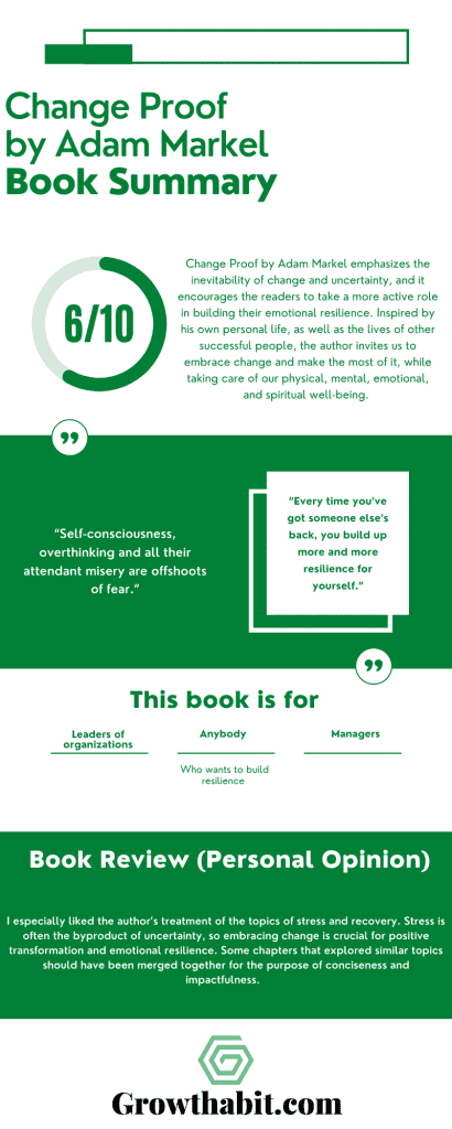 Change Proof by Adam Markel - Book Summary Infographic